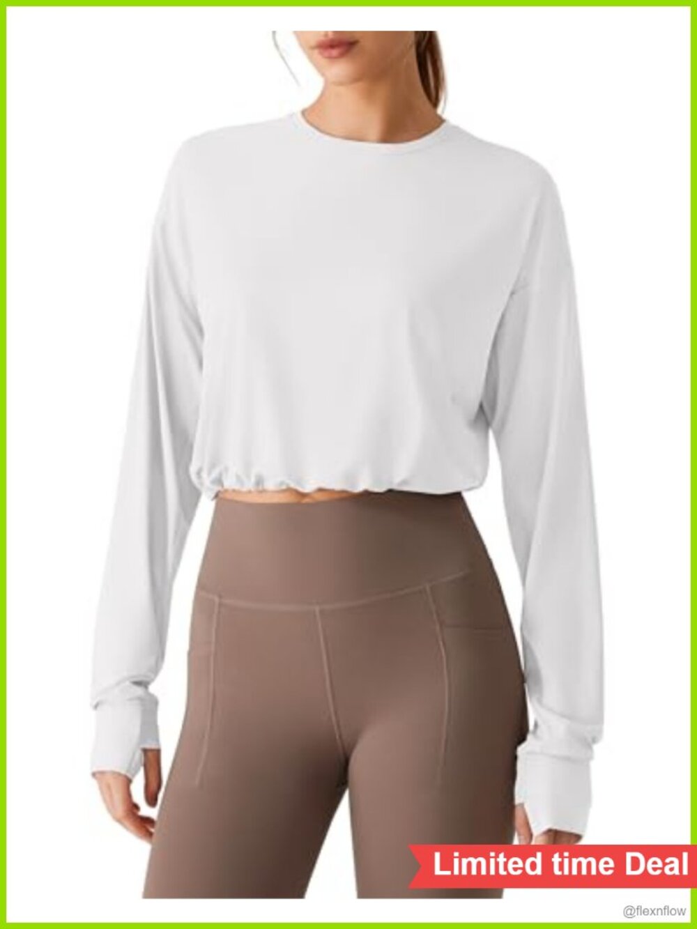 UPF 50+ Long Sleeve Workout Top Sun Shirt Thumbholes Drawstring Hem